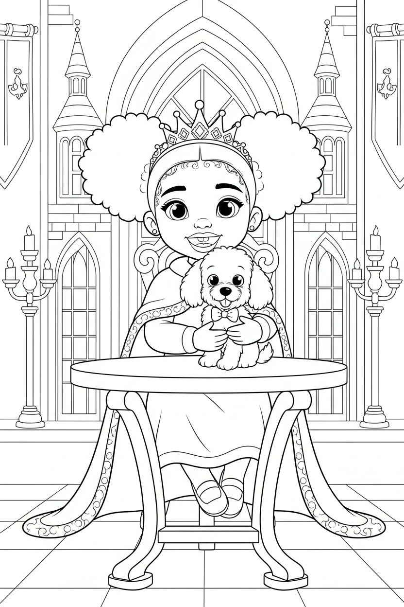 Cute Black Girl with Dog